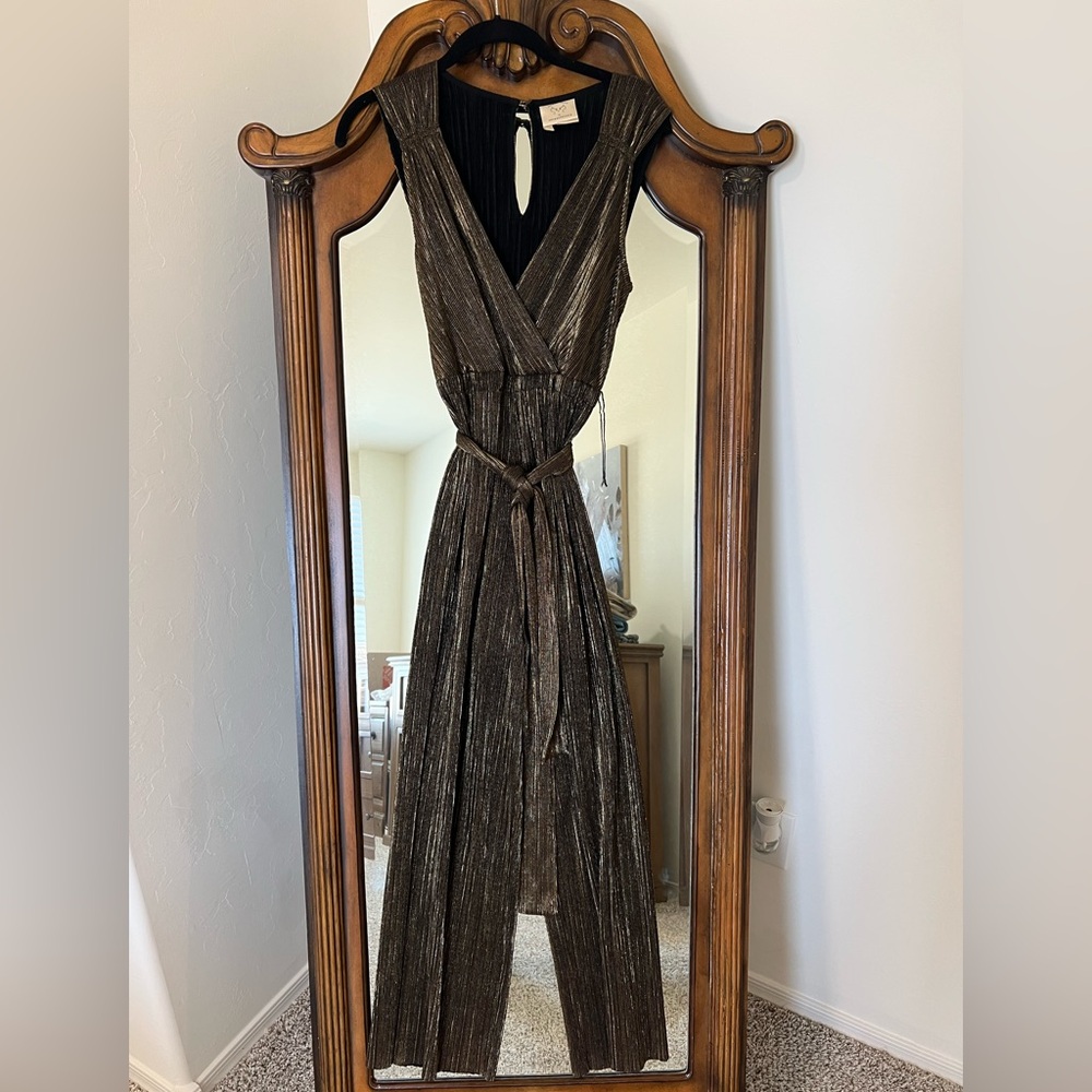 Anthropologie gold Wrap jumpsuit